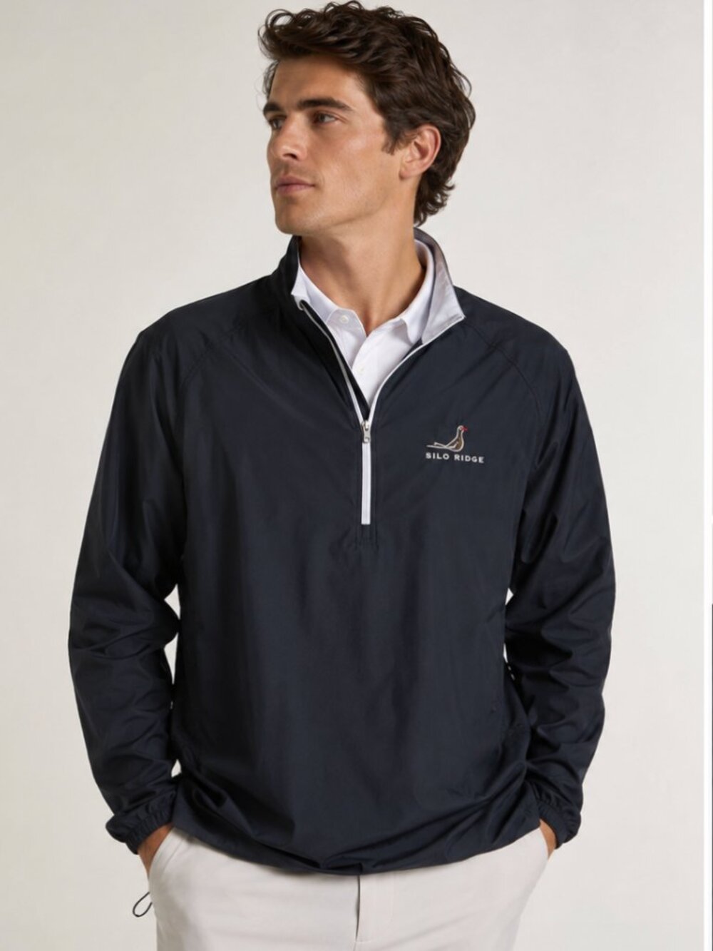 Peter Millar Wind Collection Packable Golf Windshirt 1/4 Zip Pullover L Black